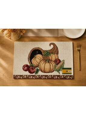 Harvest Season Harvest Pumpkin Tapestry Placemat Set of 6 Thanksgiving Fall NWOT